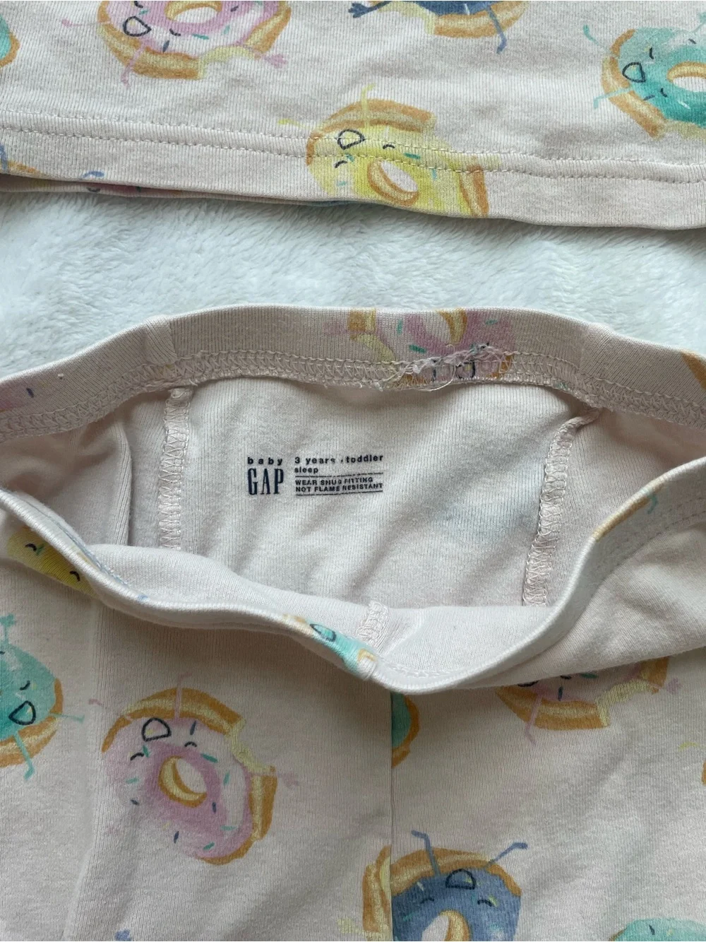 GAP Pink Watermelon & Cream Donut Kids Pajama Set Pair Size 3T